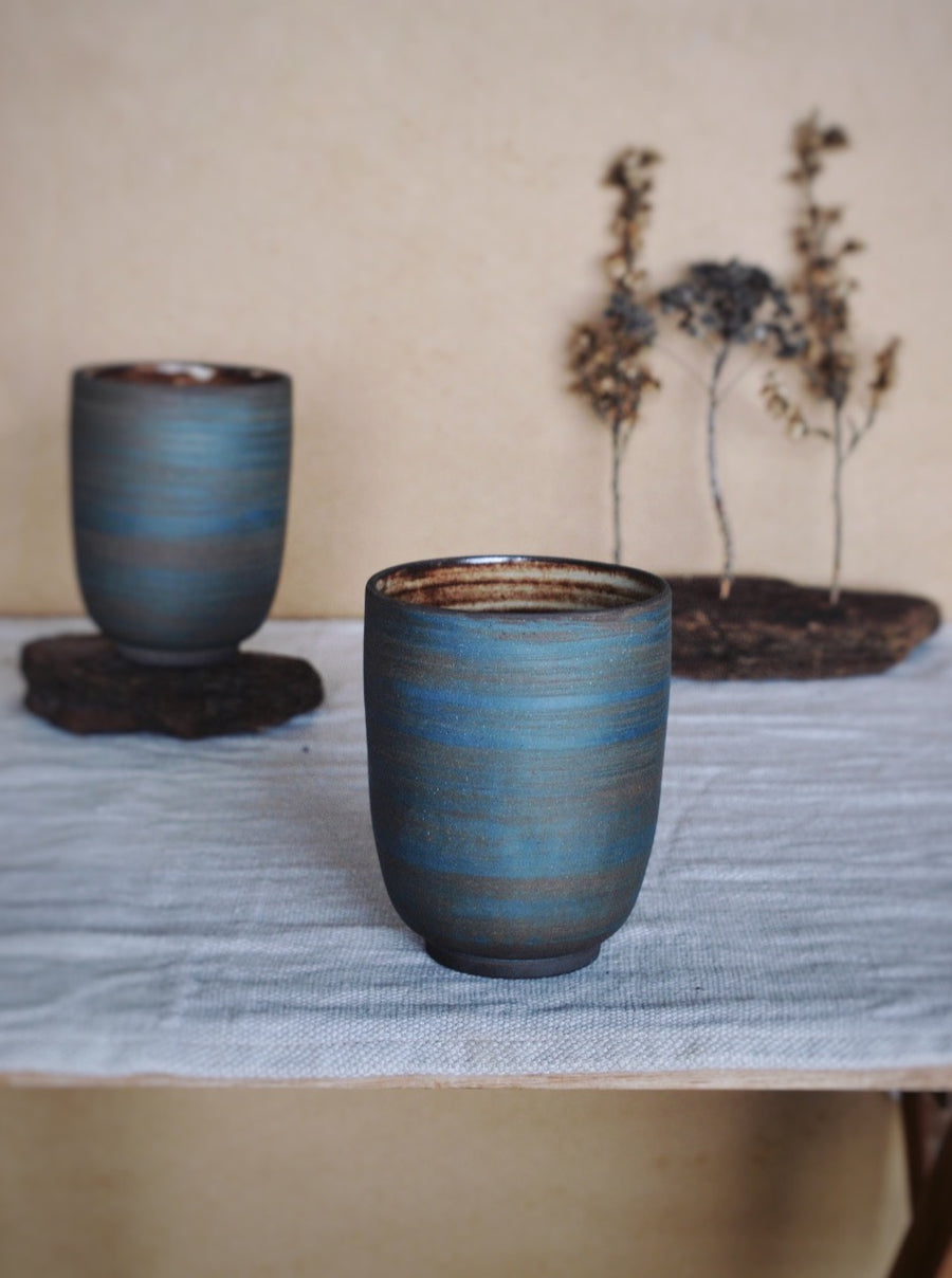 vasos yunomi azul piedra